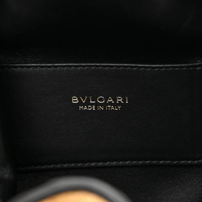 Bulgari Woven Raffia Calfskin Serpenti Forever Bucket Bag Natural Black 5 of 8