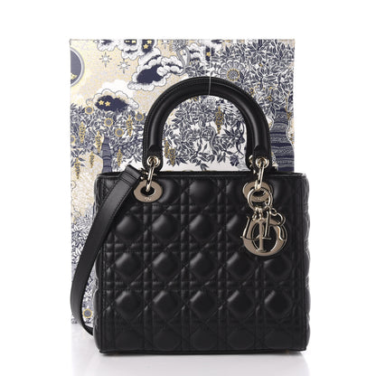 Christian Dior Lambskin Cannage Medium Lady Dior Black 11 of 11