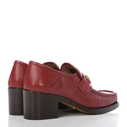 Gucci Malaga Kid Horsebit Mid Heel Loafers 35 Red 4 of 10