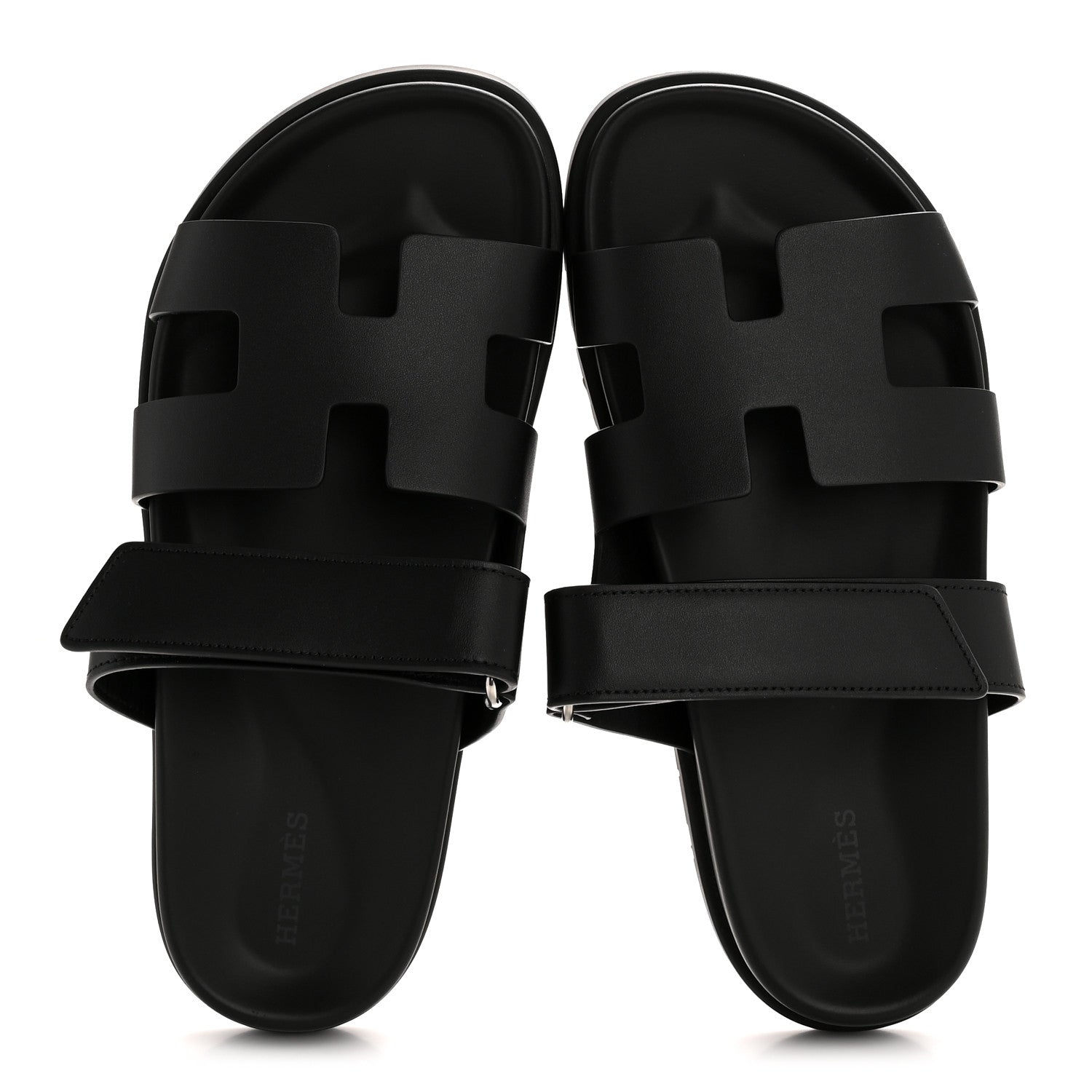 Hermes Calfskin Womens Chypre Sandals 38 Black 2 of 9