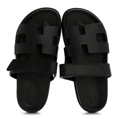 Hermes Calfskin Womens Chypre Sandals 38 Black 2 of 9