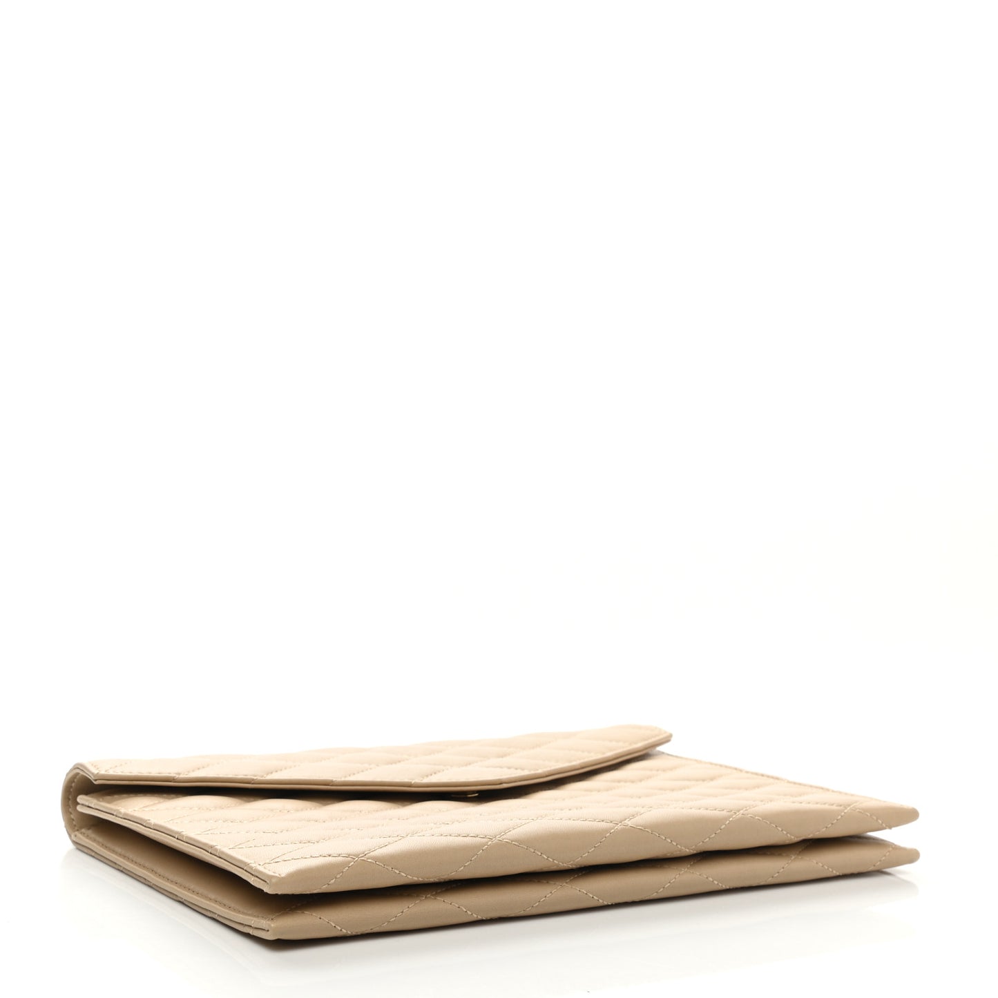 Lambskin Quilted Envelope Clutch Beige