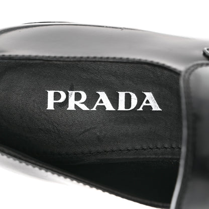 Prada Spazzolato Metal Triangle Logo 50mm Loafers 41 Black 7 of 8
