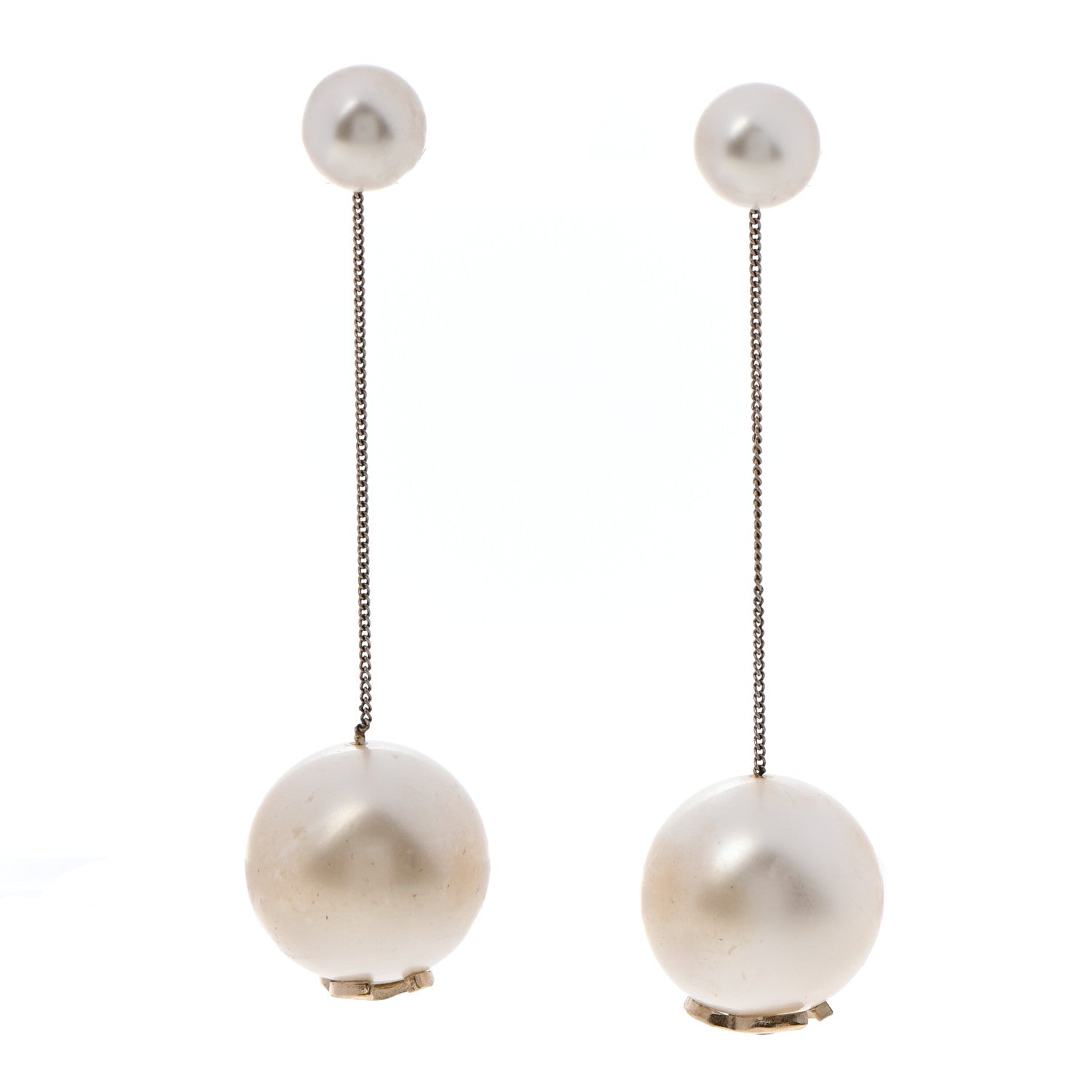 Chanel Pearl CC Chain Drop Earrings Gold 1 of 5