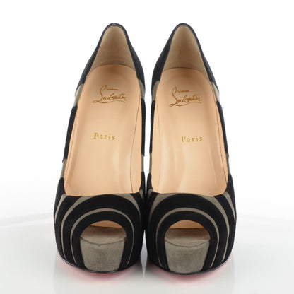 Christian Louboutin Suede Bicho 140 Platform Peep Toe Pumps 38.5 Grey Black 2 of 8
