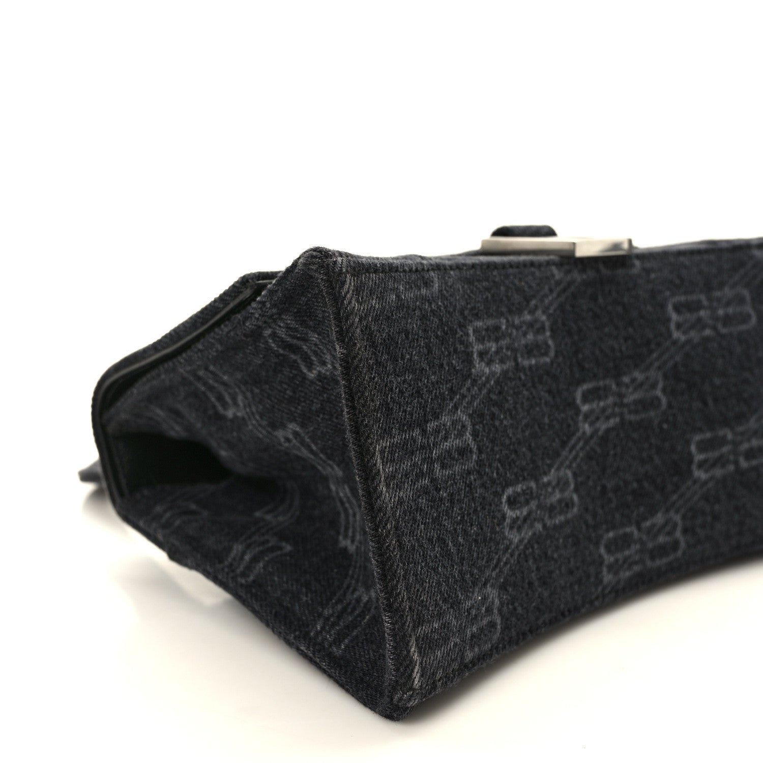 Balenciaga Denim BB Monogram Small Hourglass Top Handle Bag Black 9 of 13