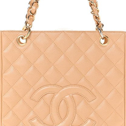 Chanel Caviar Quilted Petit Shopping Tote PST Dark Beige 8 of 14