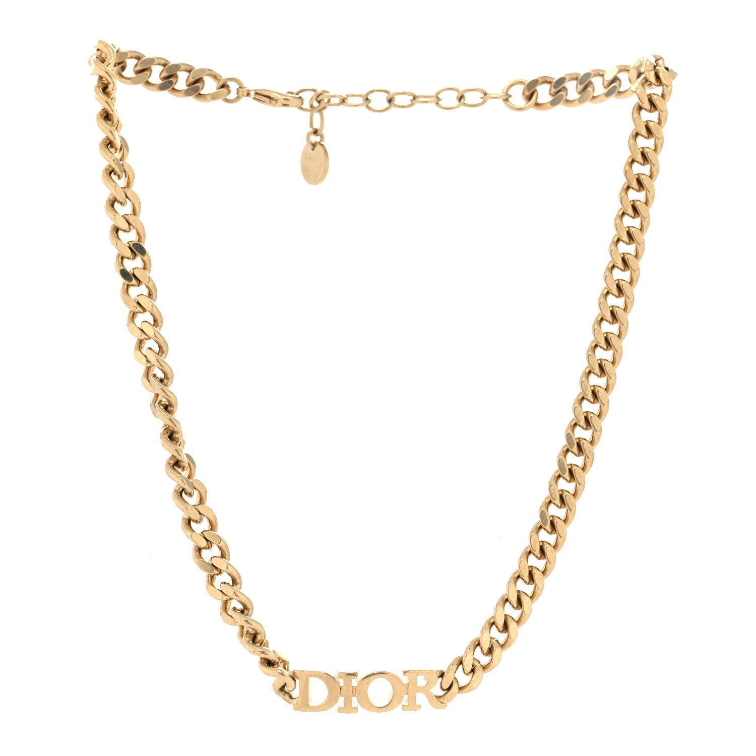 Christian Dior Metal Chain Choker Necklace Gold 3 of 5