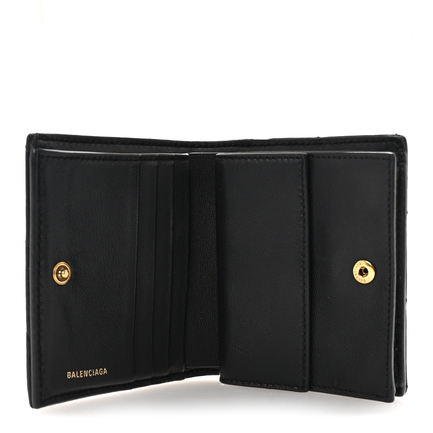 Balenciaga Crushed Calfskin Quilted B Flap Coin Card Holder Black 5 of 7