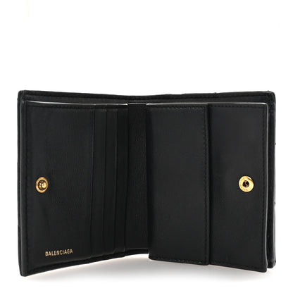 Balenciaga Crushed Calfskin Quilted B Flap Coin Card Holder Black 5 of 7