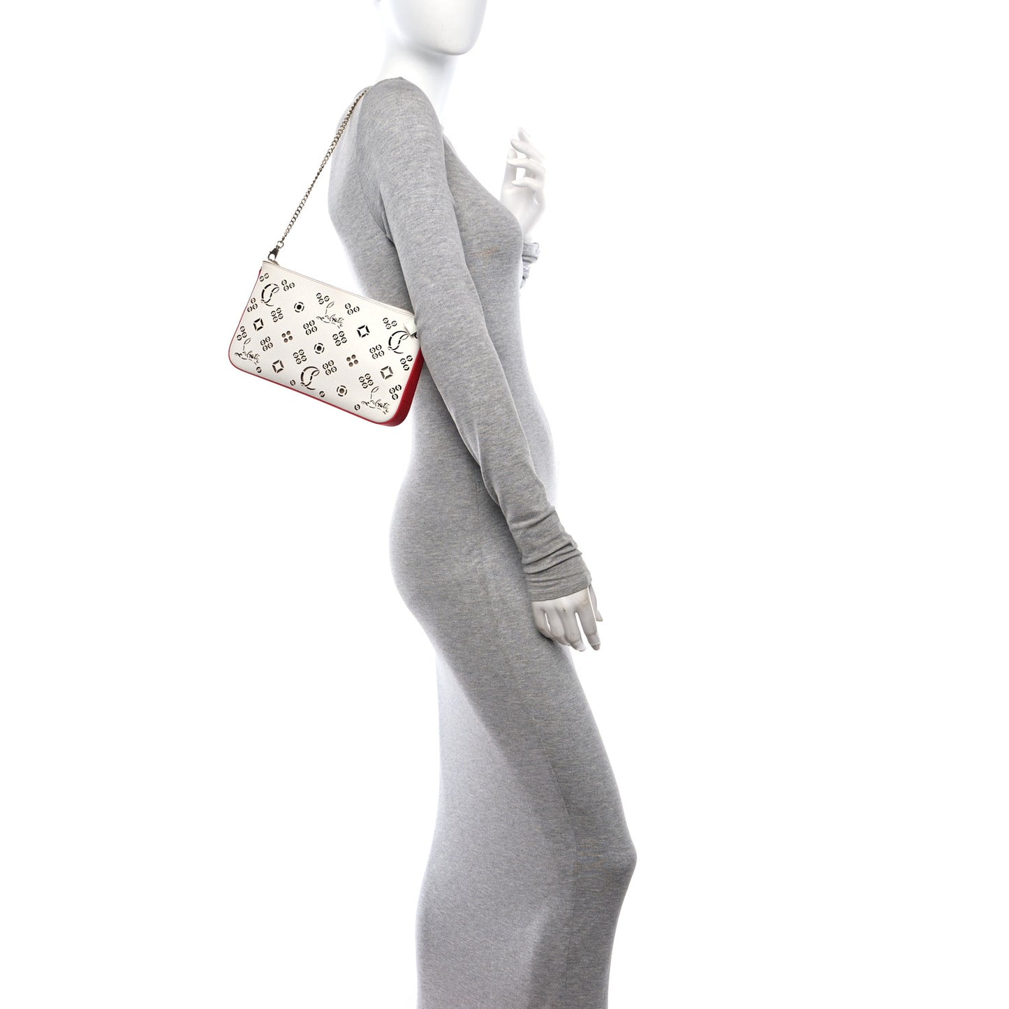 Calfskin Loubila Loubinthesky Chain Clutch Leche