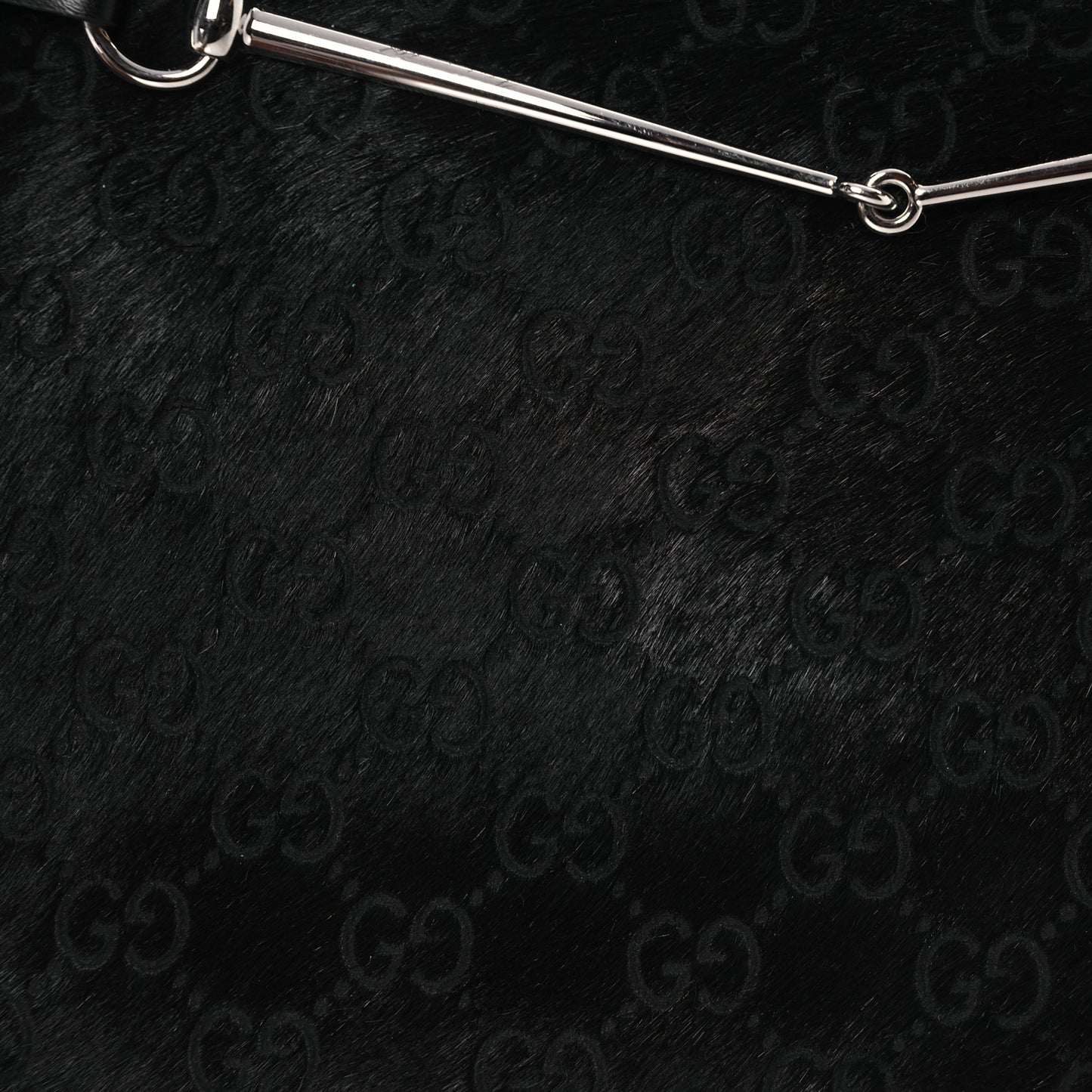 Calf Hair Horsebit Slim Shoulder Bag Black