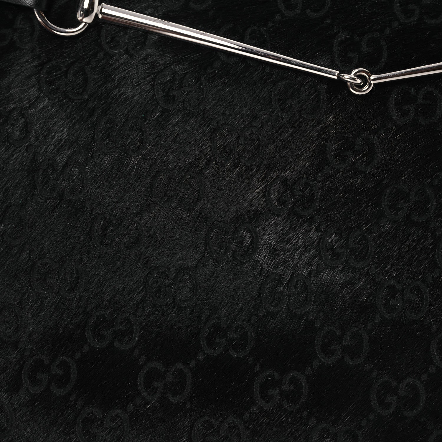 Gucci Calf Hair Horsebit Slim Shoulder Bag Black 9 of 12
