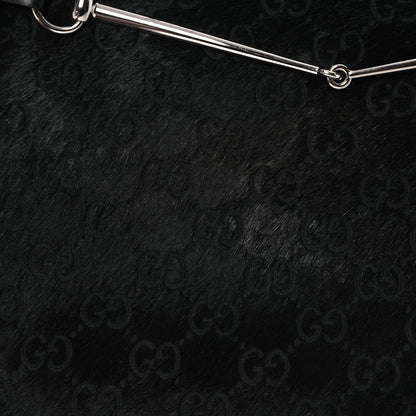 Gucci Calf Hair Horsebit Slim Shoulder Bag Black 9 of 12