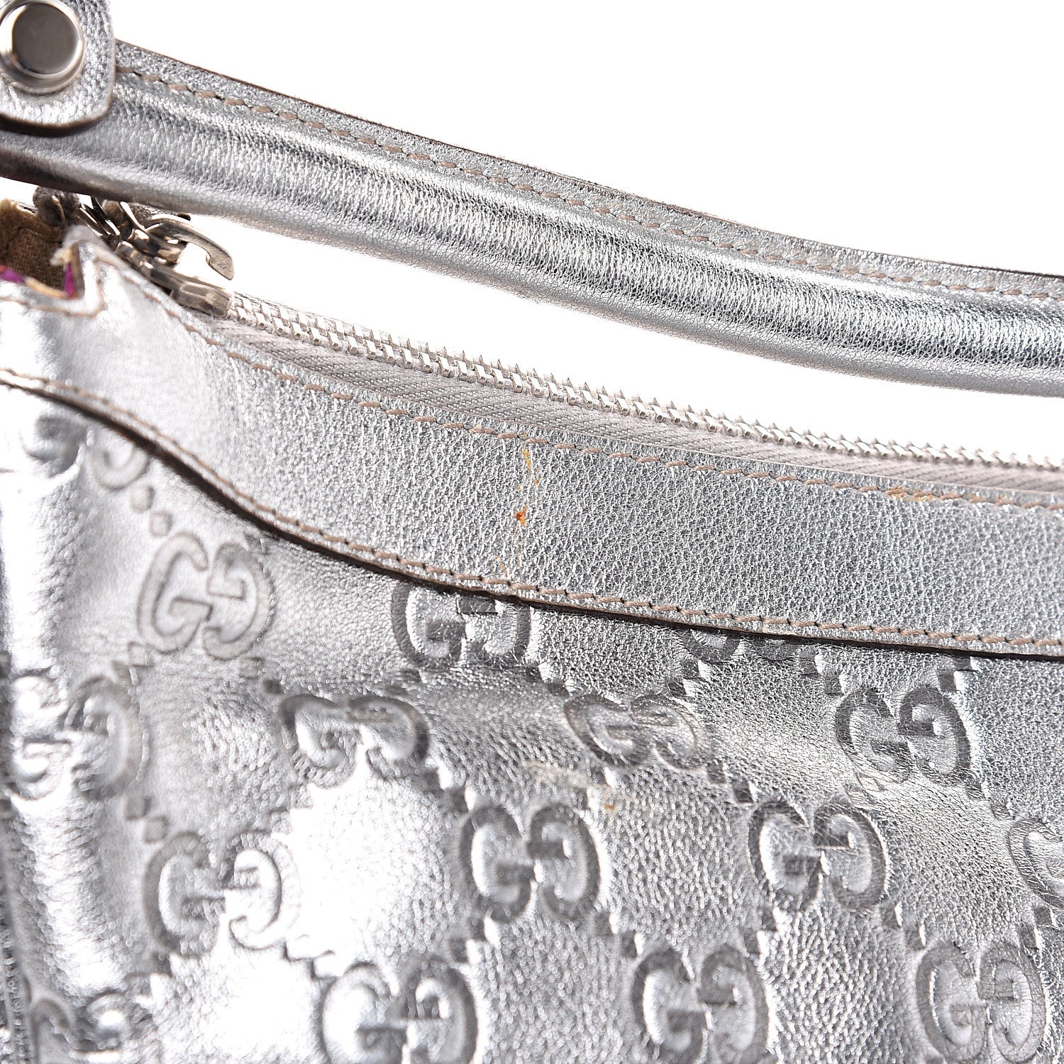 Gucci Metallic Guccissima Pocket Hobo Silver 11 of 13