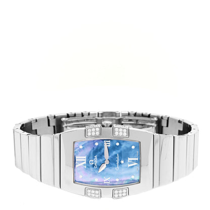 Omega Stainless Steel Diamond Blue Mother of Pearl 25mm Constellation Quadrella Quartz Watch 1586.72.00 2 of 5
