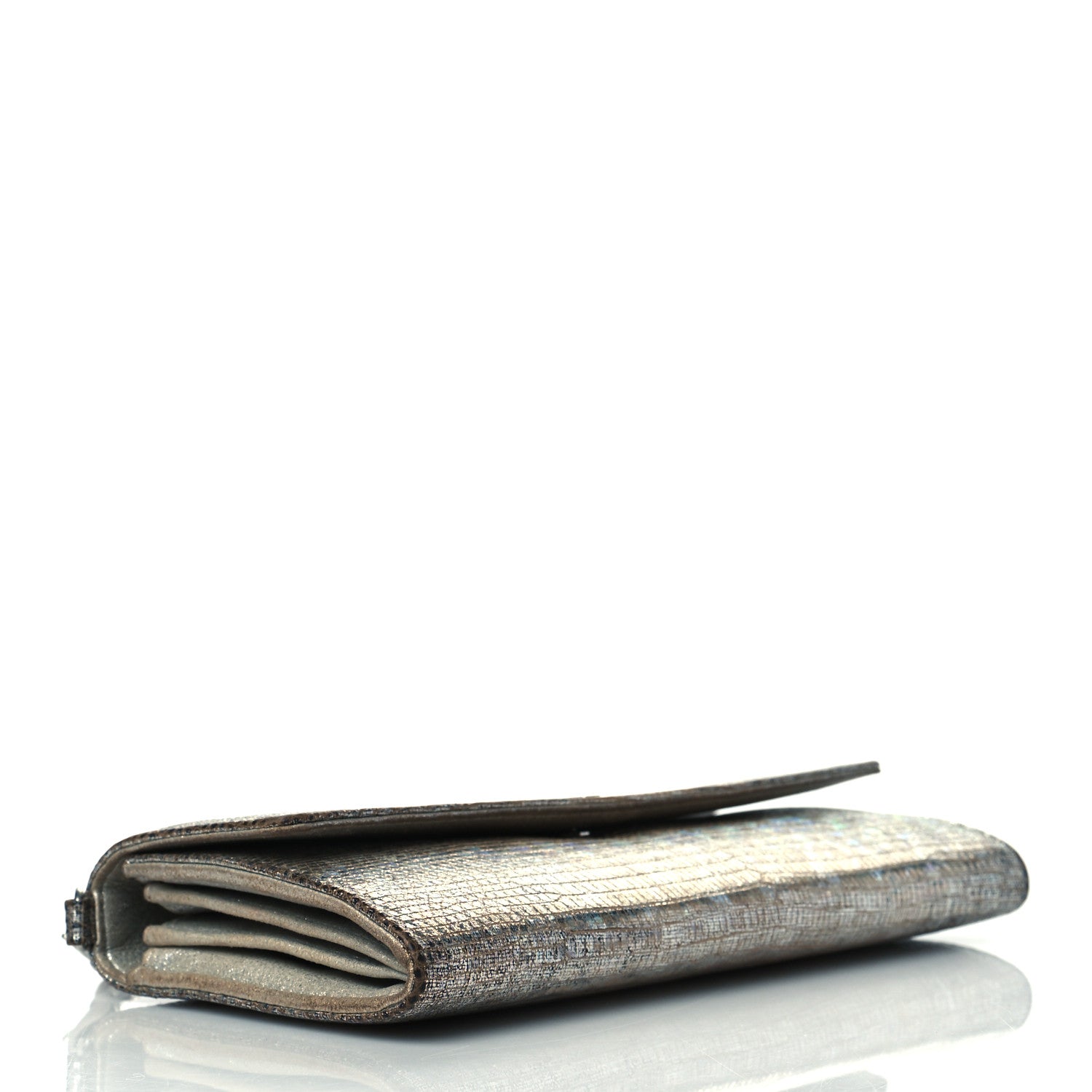 Chanel Iridescent Lizard Wallet With Removable Chain Silver 4 of 13