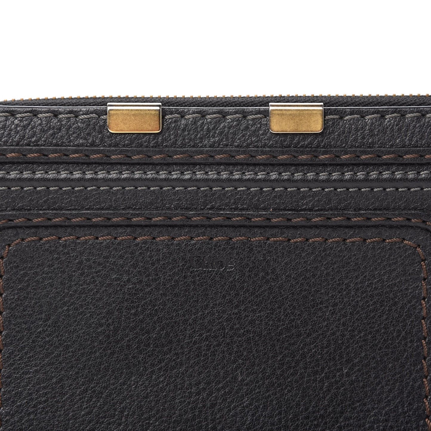 Grained Calfskin Marcie Long Zip Around Wallet Black