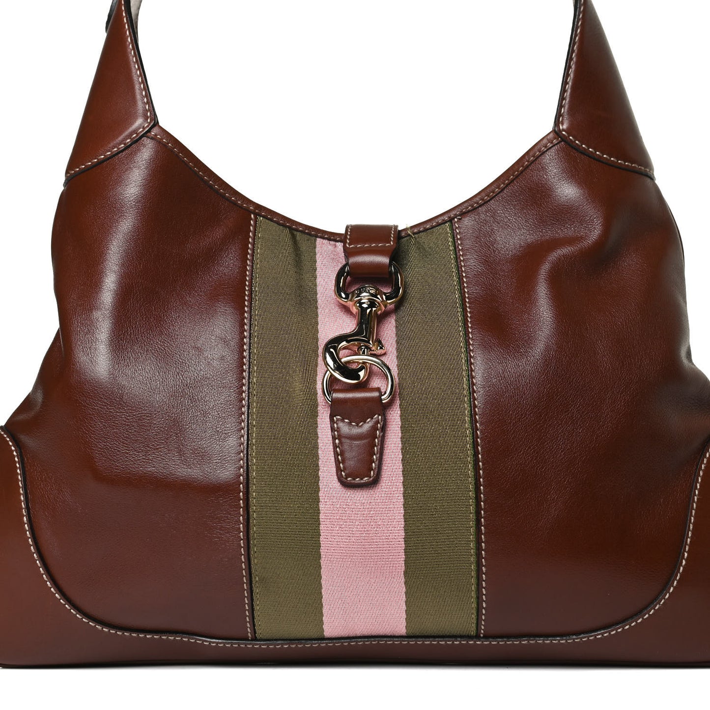 Calfskin Web Medium Jackie O Bouvier Hobo Brown