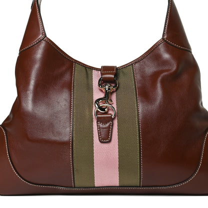 Gucci Calfskin Web Medium Jackie O Bouvier Hobo Brown 8 of 15