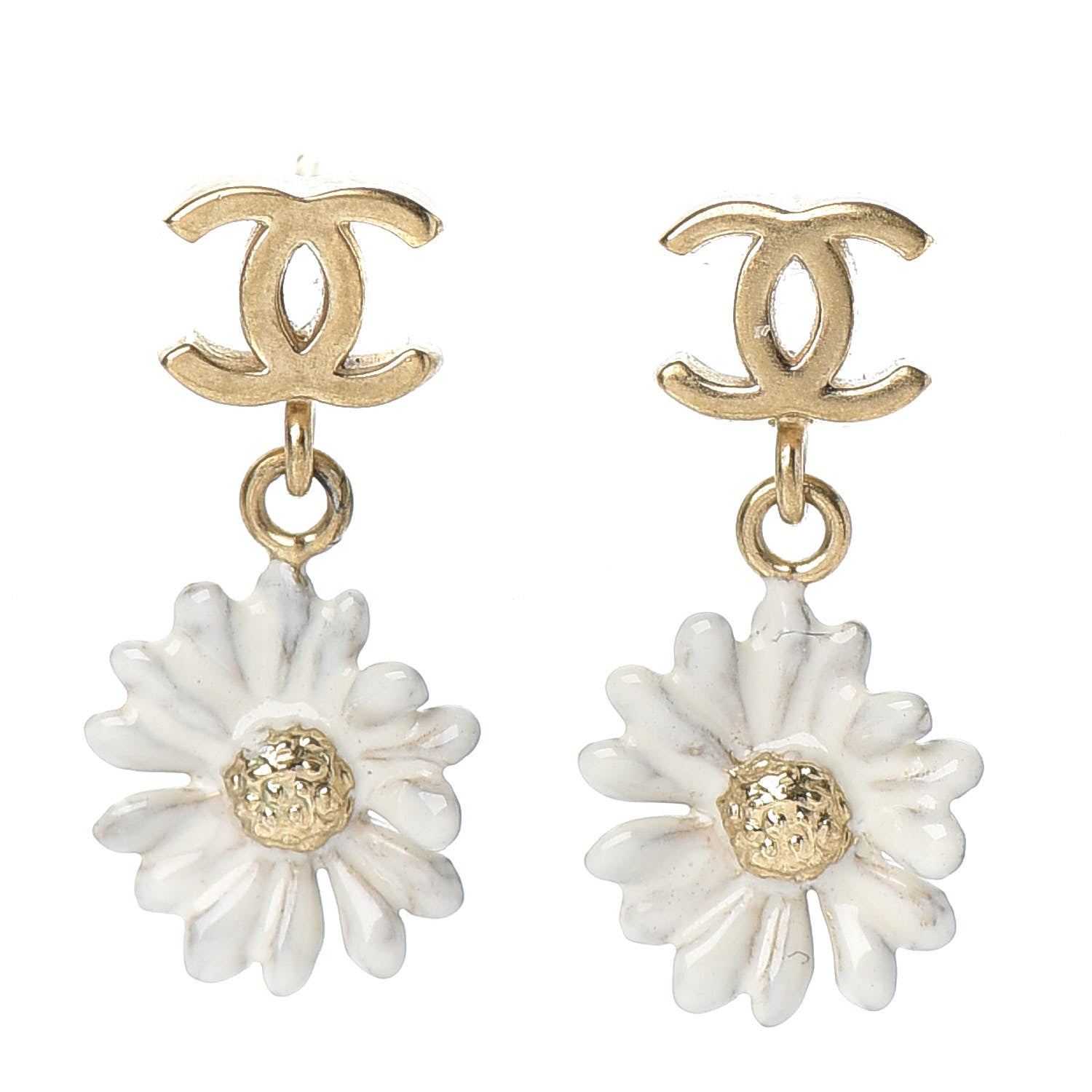 Chanel Flower CC Dangle Earrings Gold 1 of 4