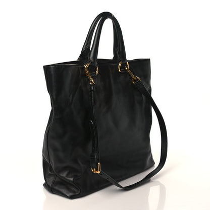 Prada Soft Calf Shopping Tote Black 3 of 8