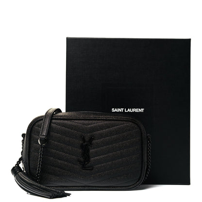 Saint Laurent Grain De Poudre Matelasse Monogram Mini Lou Camera Bag Black 10 of 10