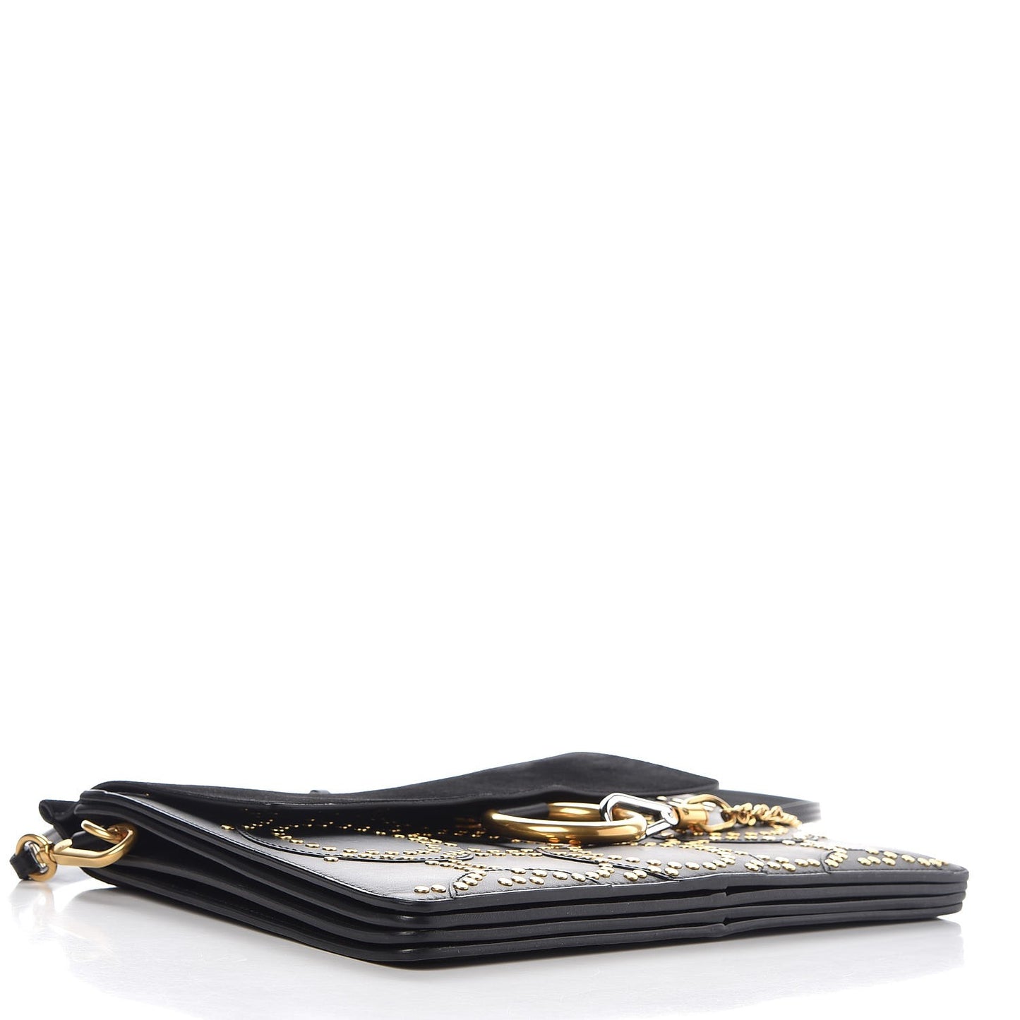 Calfskin Suede Studded Medium Faye Shoulder Bag Black