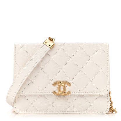 Chanel Caviar Quilted Mini Bracelet On Chain Wallet On Chain WOC White 1 of 11