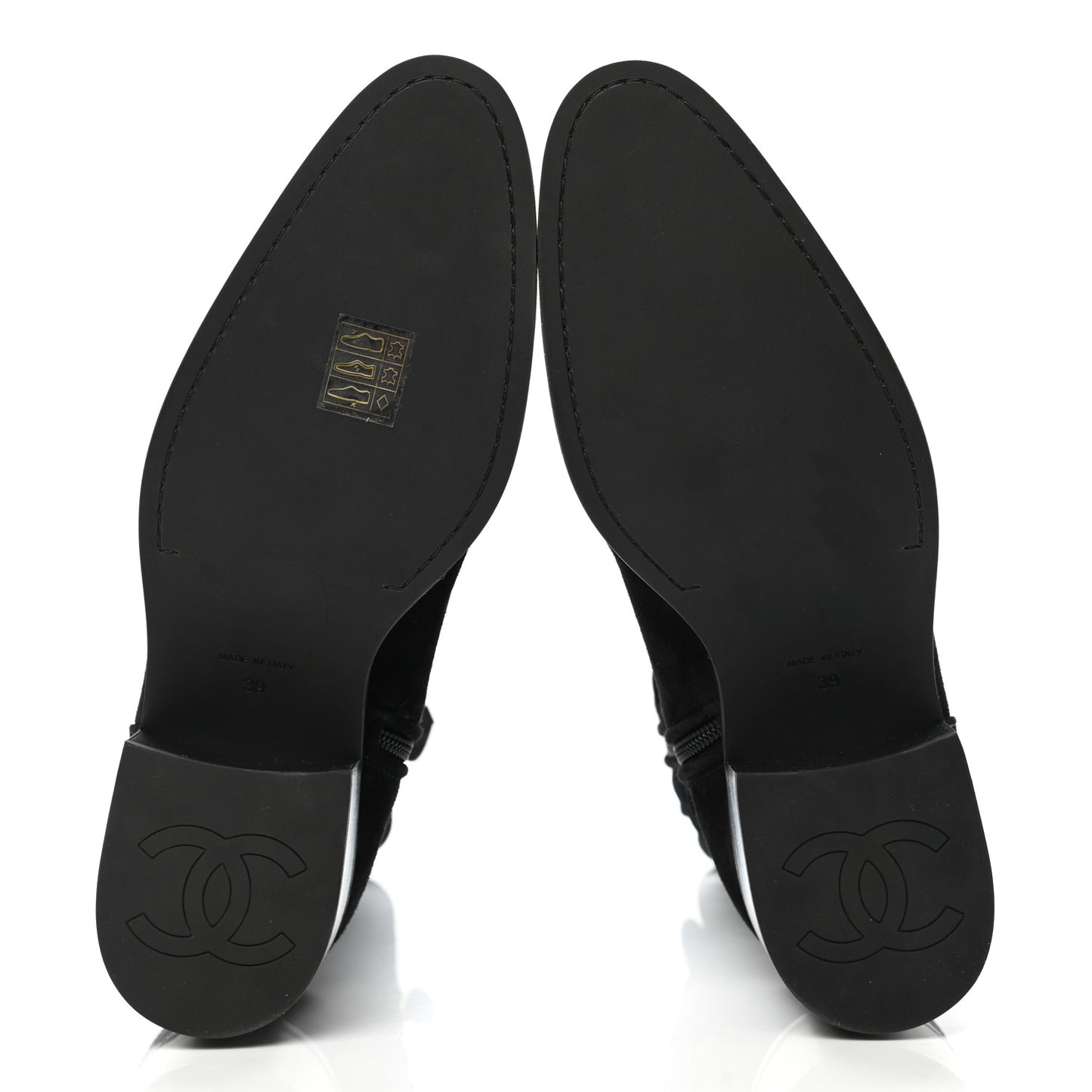 Suede Quilted CC High Boots 39 Black