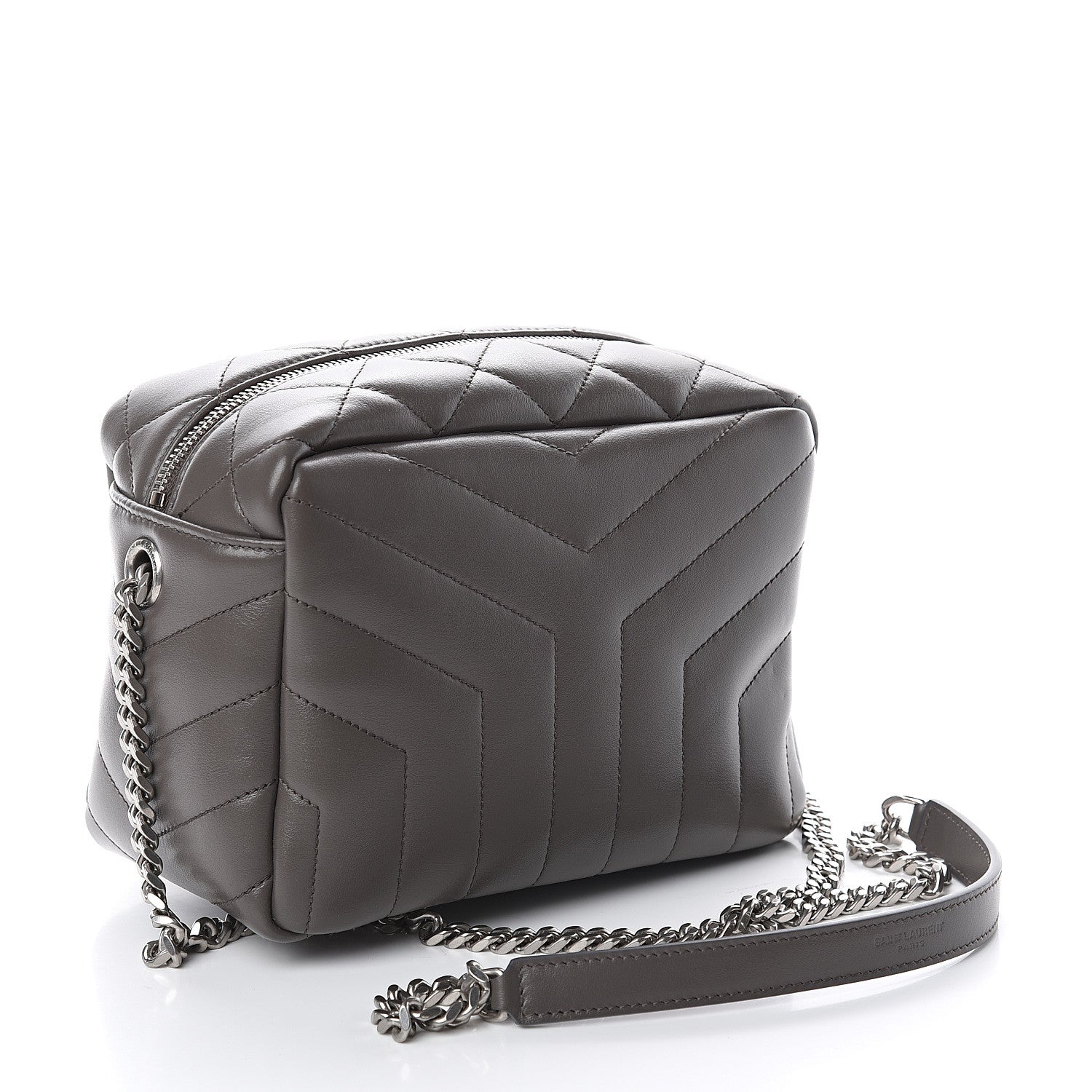 Saint Laurent Calfskin Y Quilted Monogram Small Loulou Bowling Bag Earth 2 of 8