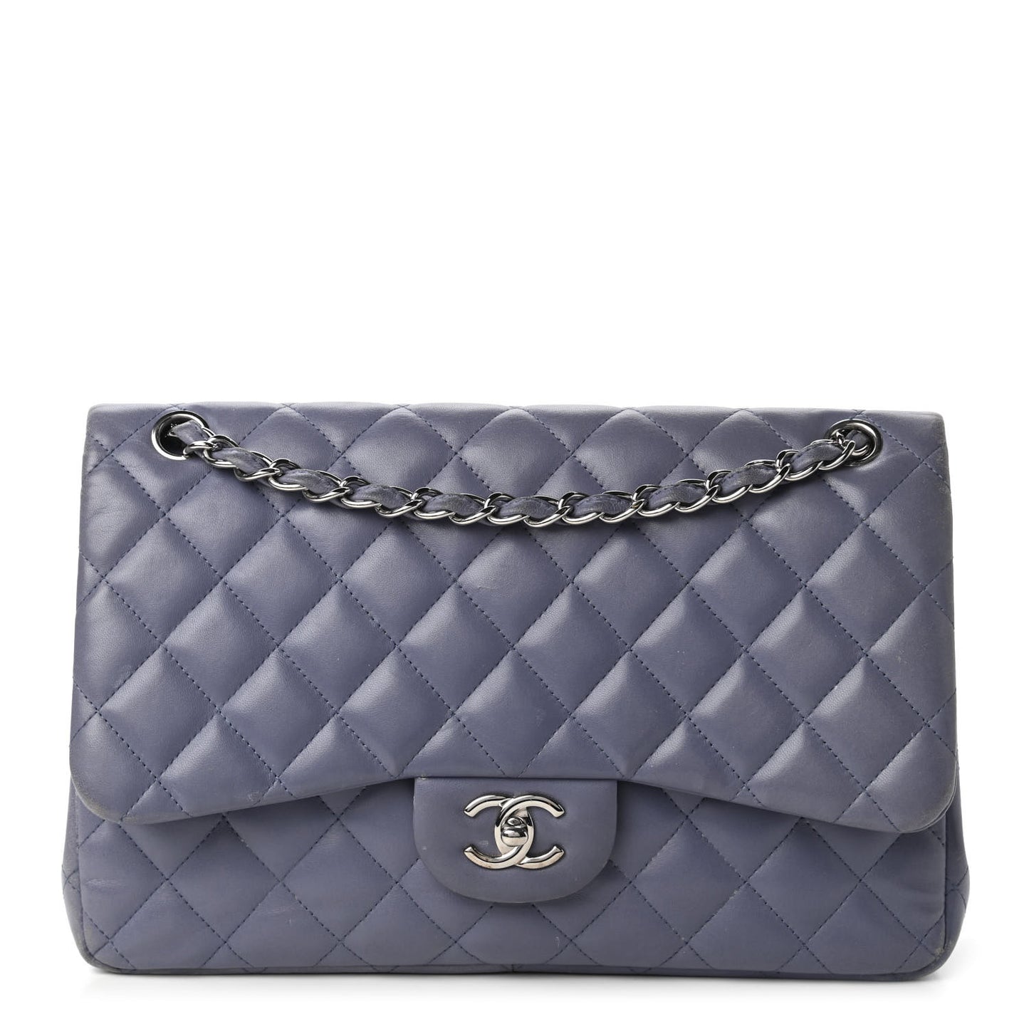 Lambskin Quilted Jumbo Double Flap Light Purple