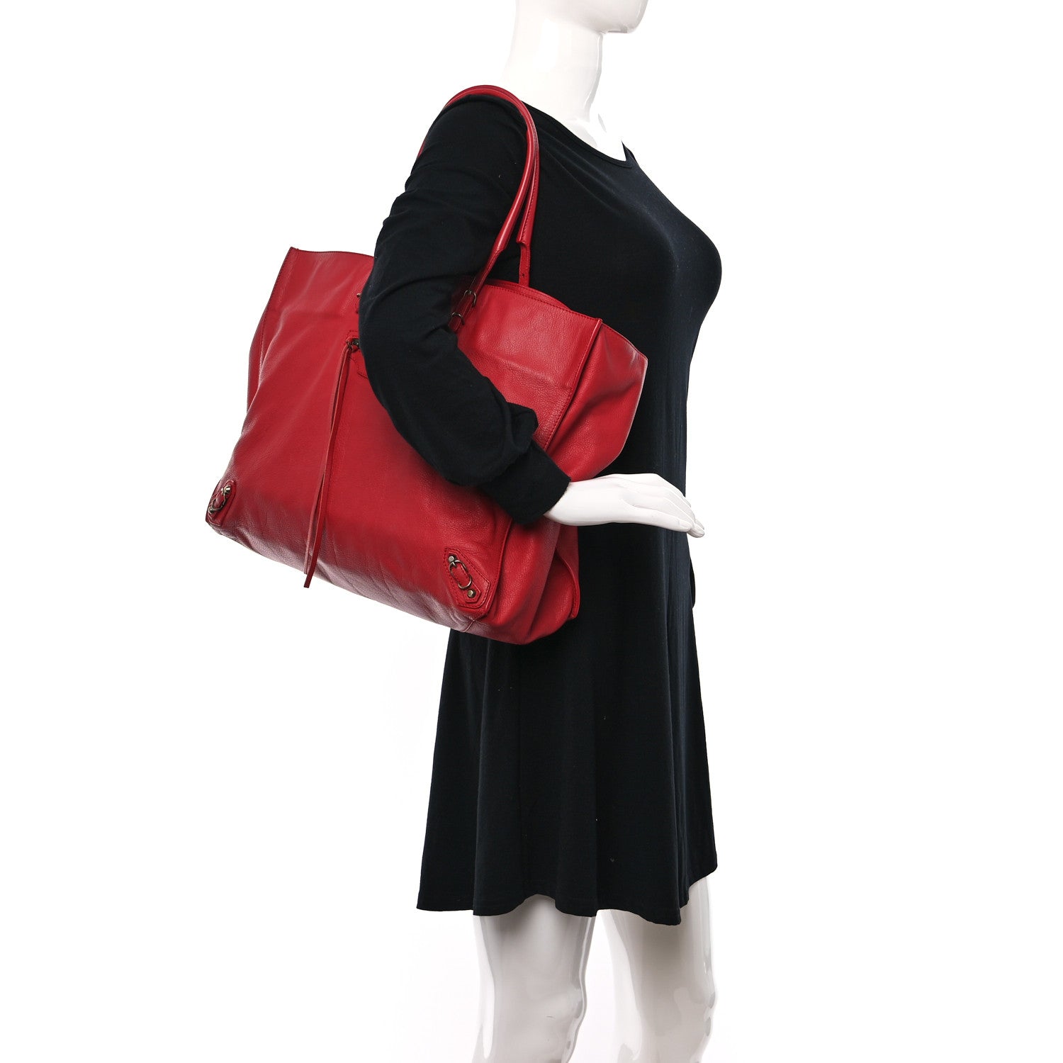 Balenciaga Veau Souple Papier A4 Zip Around Tote Rouge 3 of 10