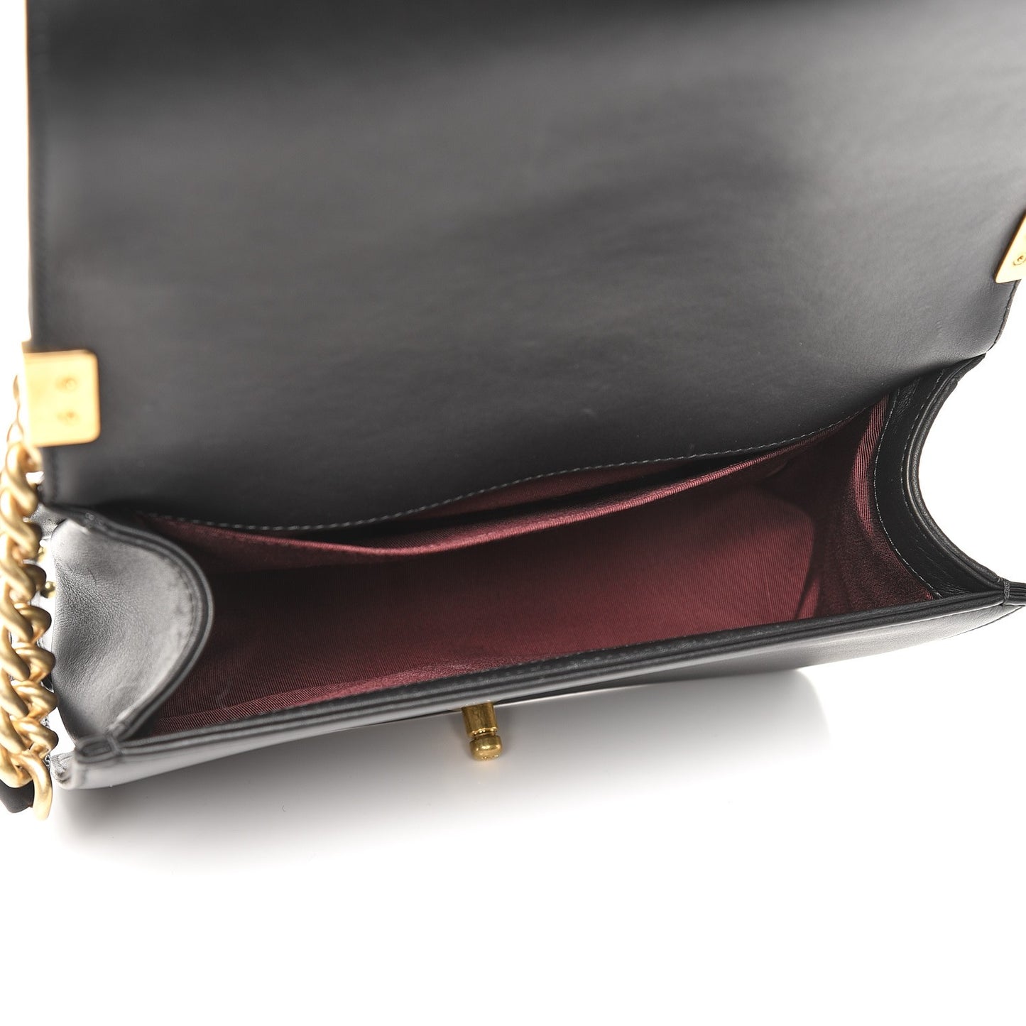 Caviar Suede Calfskin Chevron Medium Boy Flap Black
