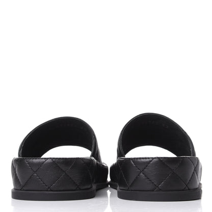 Chanel Lambskin Quilted CC Mules Sandals 37 Black 6 of 11