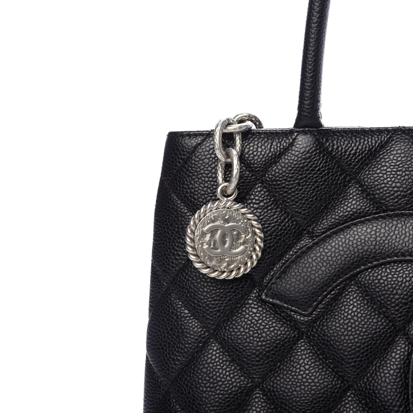 Caviar Quilted Medallion Tote Black