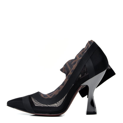 Fendi Technical Mesh FF Colibri High Heel Ankle Boots 35.5 Black Tobacco 1 of 5