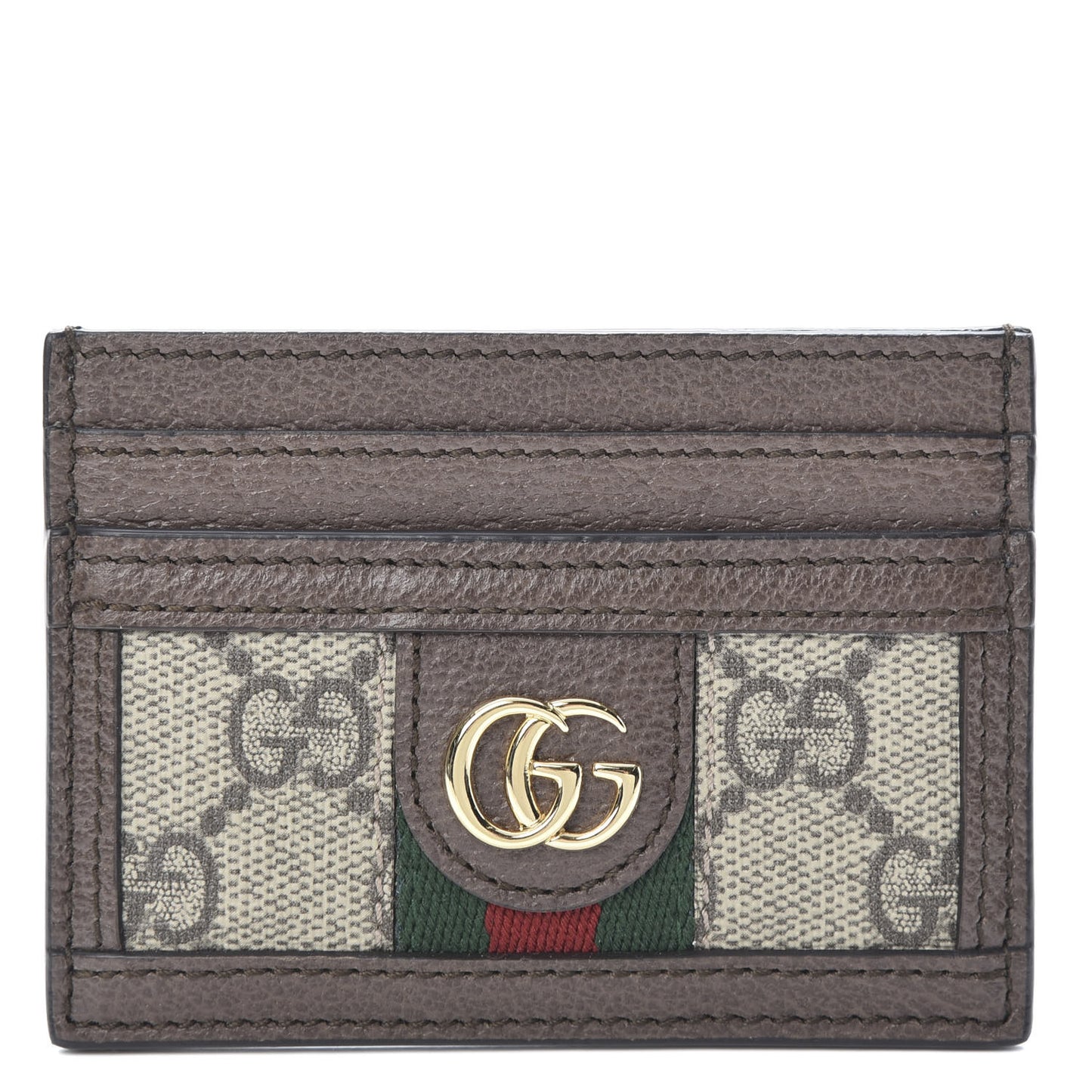 GG Supreme Monogram Ophidia Card Holder Brown