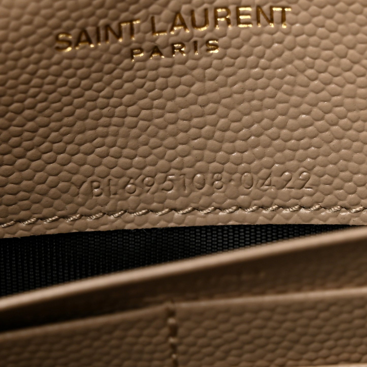 Grain De Poudre Matelasse Chevron Monogram Envelope Chain Wallet Dark Beige