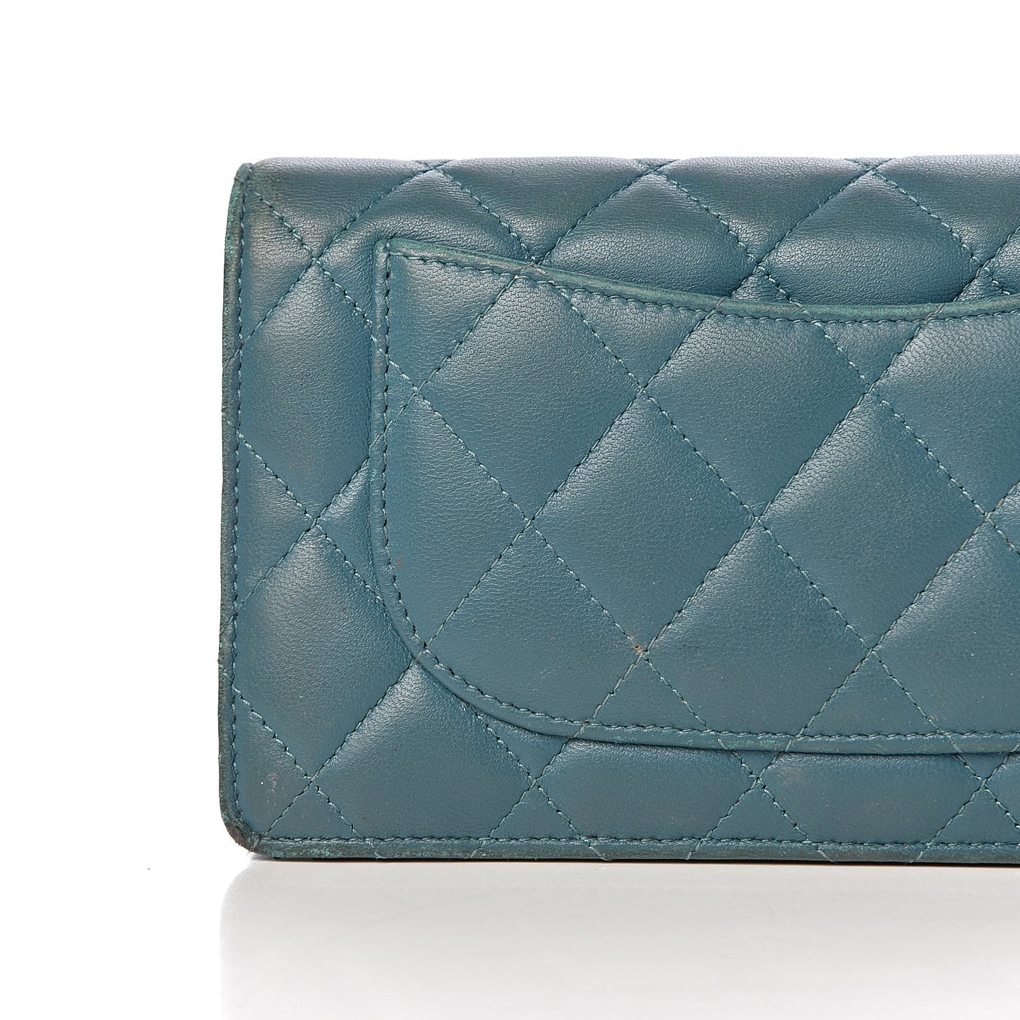Lambskin Quilted Yen Wallet Blue