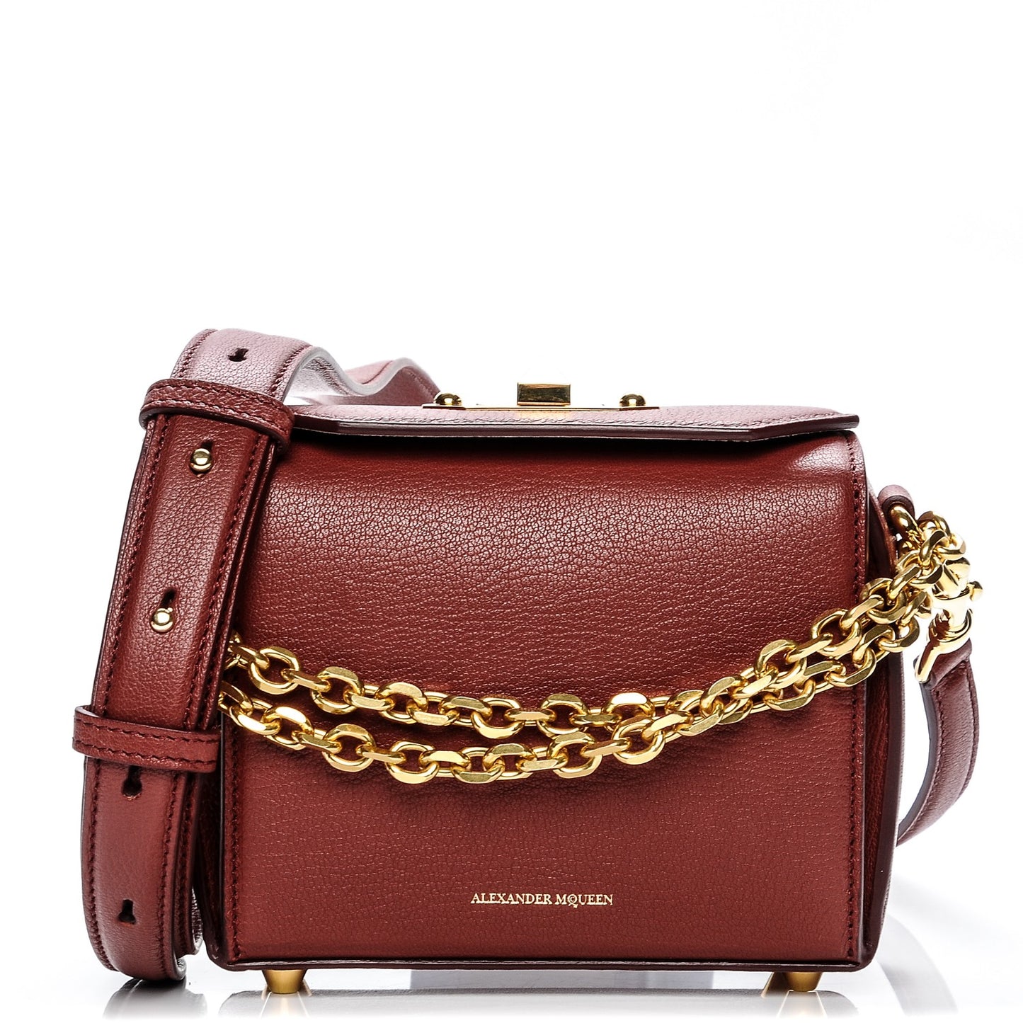 Silky Amish Grained Goatskin Box Shoulder Bag 16 Lacquered Red