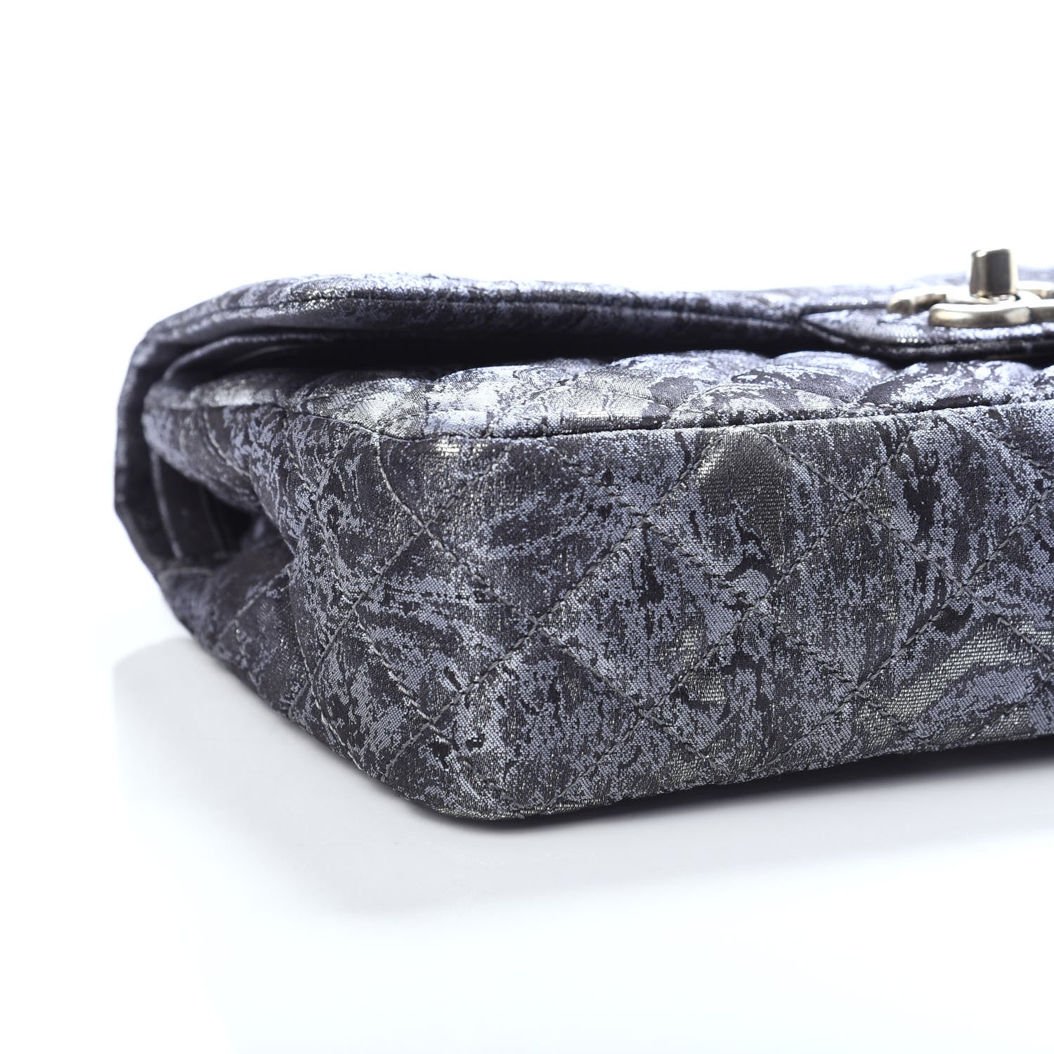 Chanel Metallic Brocade Quilted Medium Double Flap Dark Grey 8 of 11