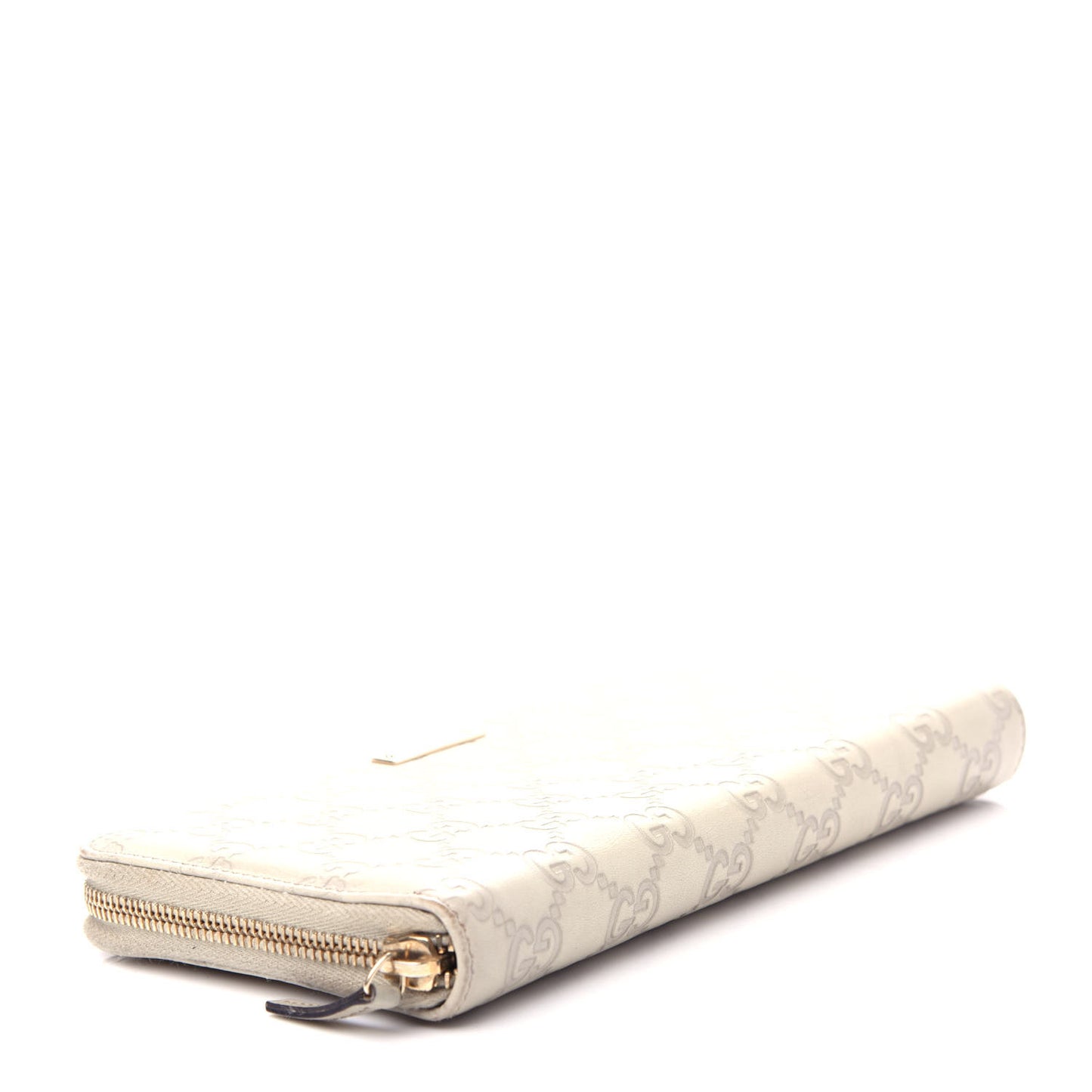 Guccissima Metal Bar Zip Around Organizer Wallet White