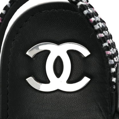 Chanel Tweed Lambskin Crystal CC Sandals 37 Black Multicolor 7 of 13