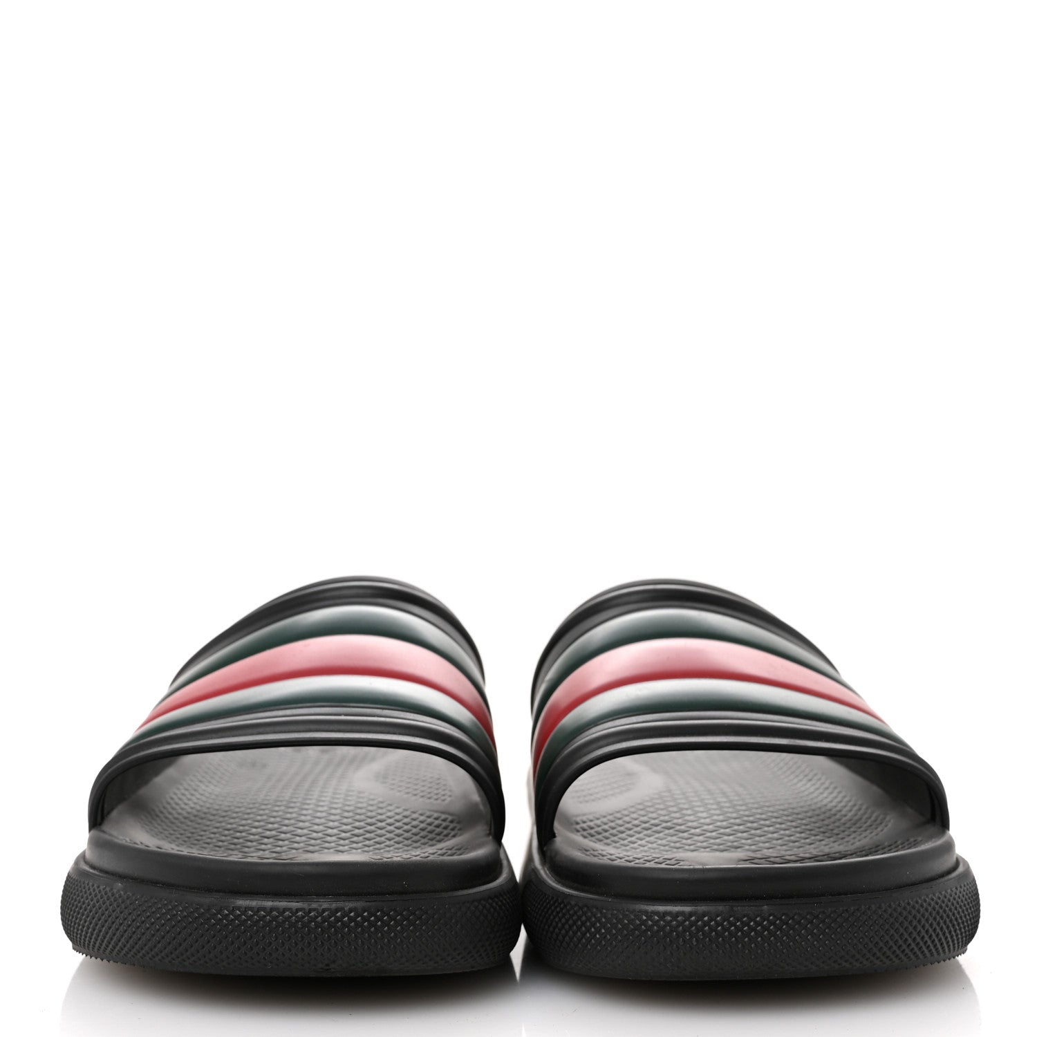 Gucci Rubber Web Mens Slide Sandals 9 Black Green Red 3 of 9