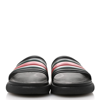 Gucci Rubber Web Mens Slide Sandals 9 Black Green Red 3 of 9