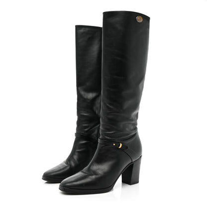 Gucci Calfskin Double G Knee High Boots 39 Black 3 of 15