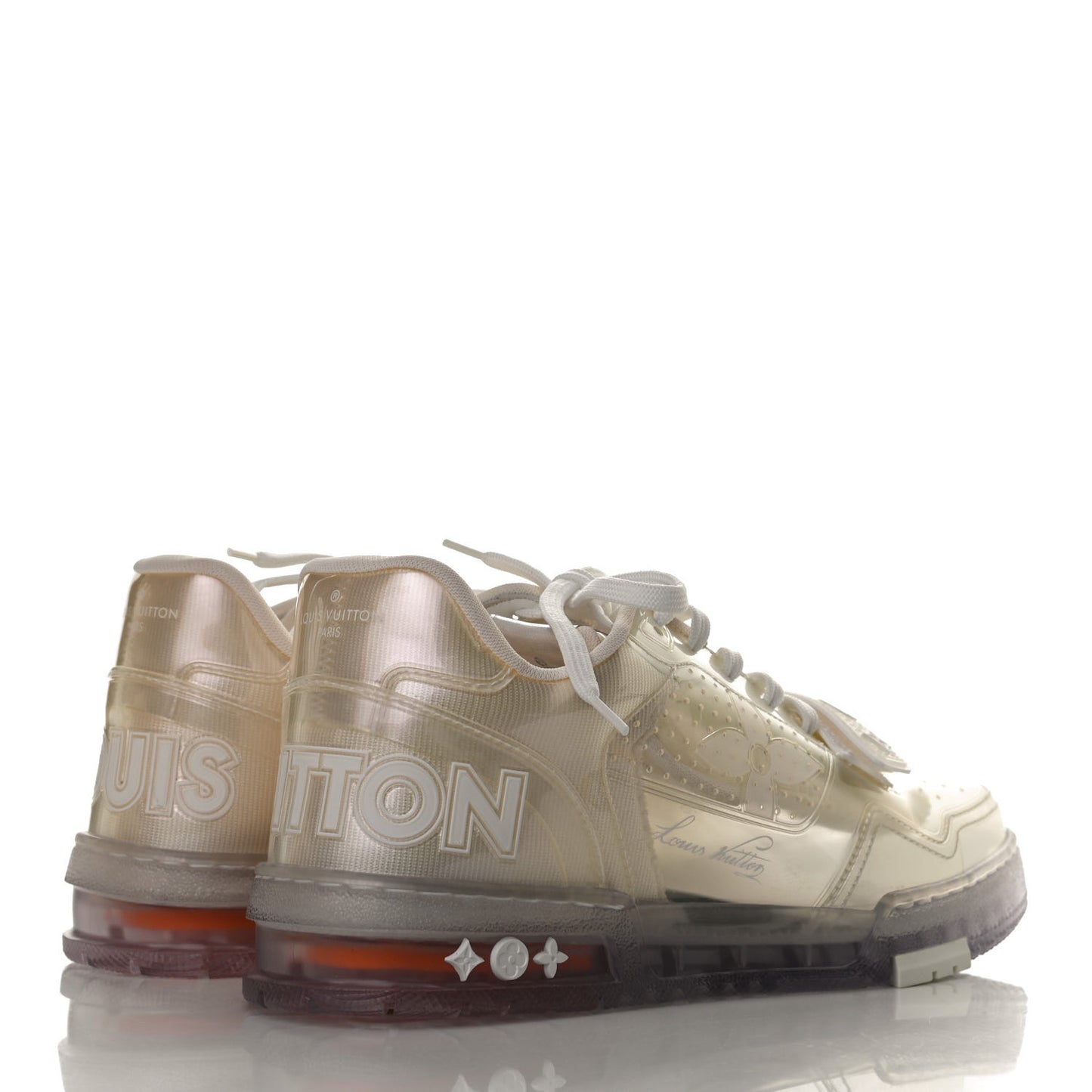 Mix Materials Transparent Monogram Mens LV Trainer Sneakers 7.5 White