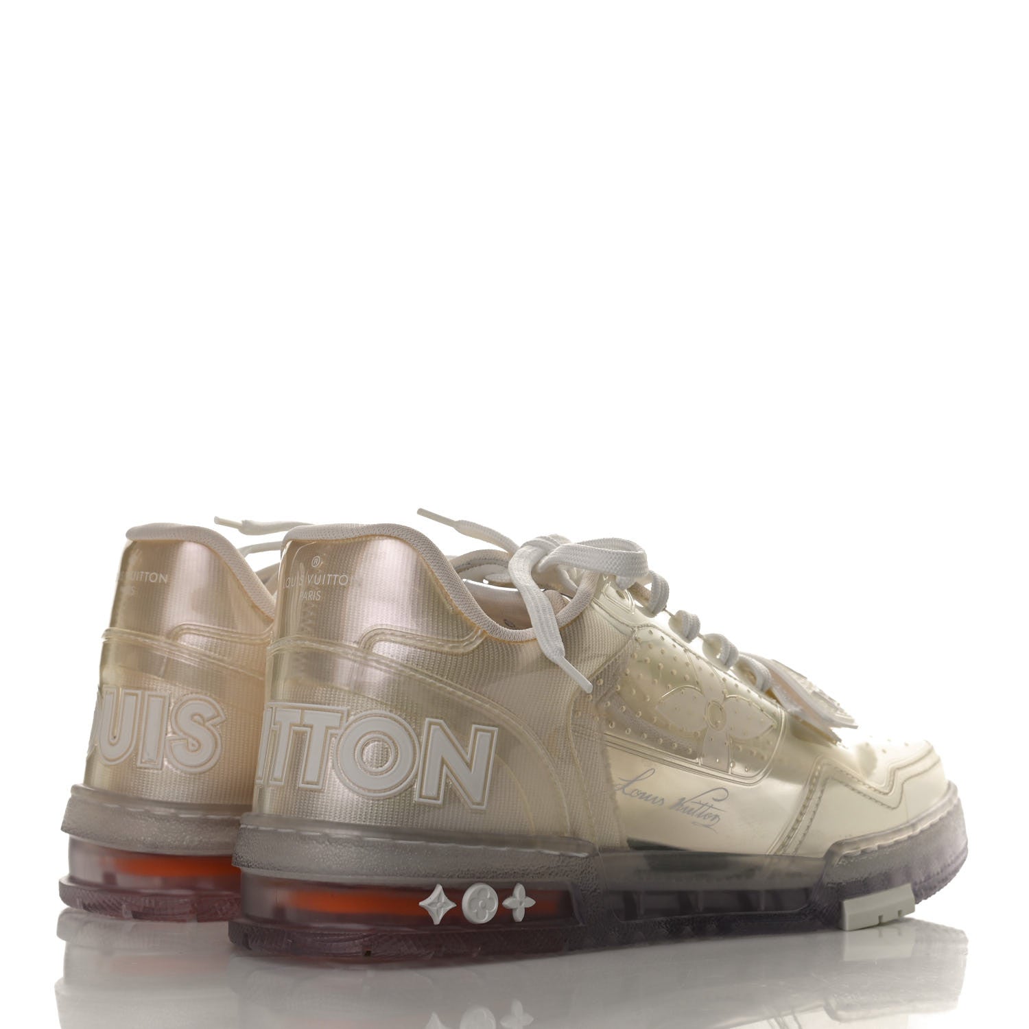 Louis Vuitton Mix Materials Transparent Monogram Mens LV Trainer Sneakers 7.5 White 4 of 9