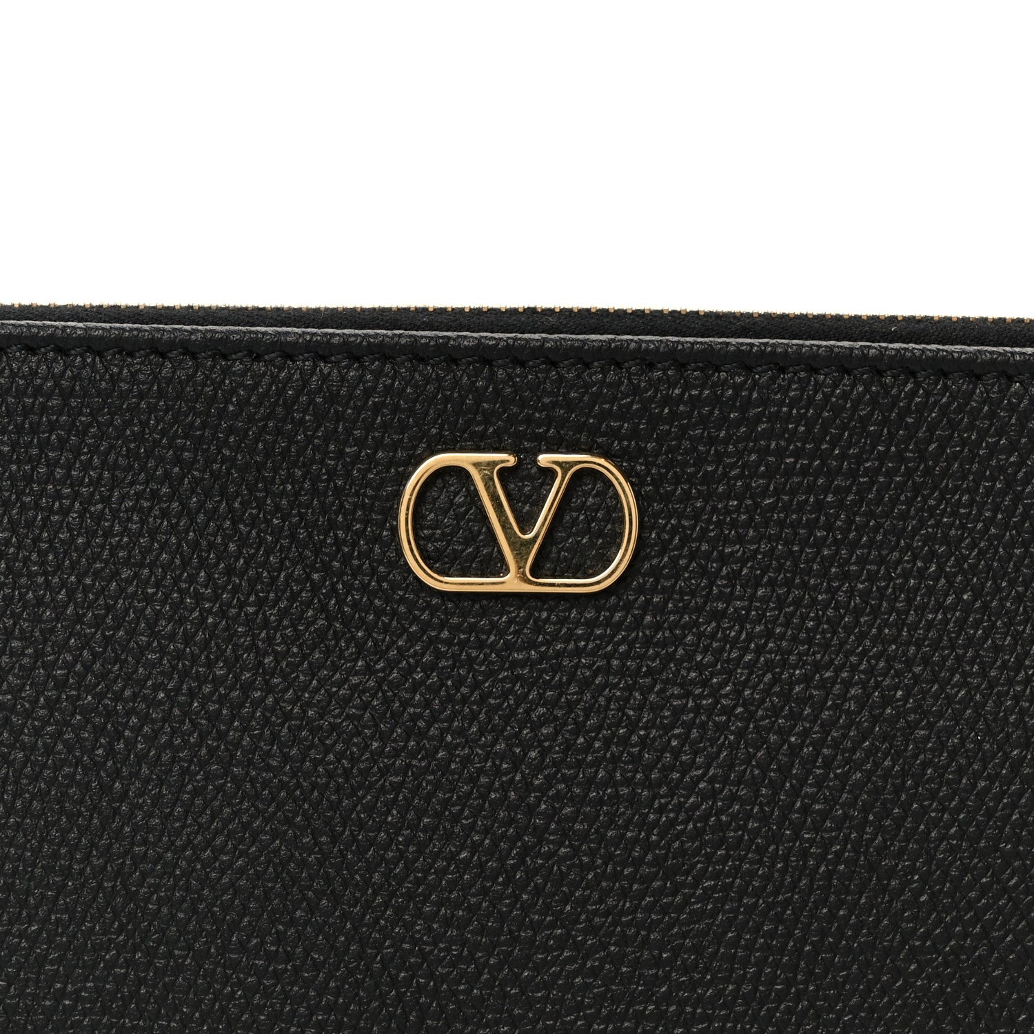 Valentino Garavani Grainy Calfskin Vlogo Medium Flat Pouch Black 7 of 7